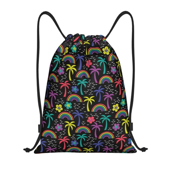 Kdxio Colorful Palms Print Drawstring Backpack Bag,Waterproof Draw String Back Sack, Gym Drawstring Bags Swim Bag For Unisex