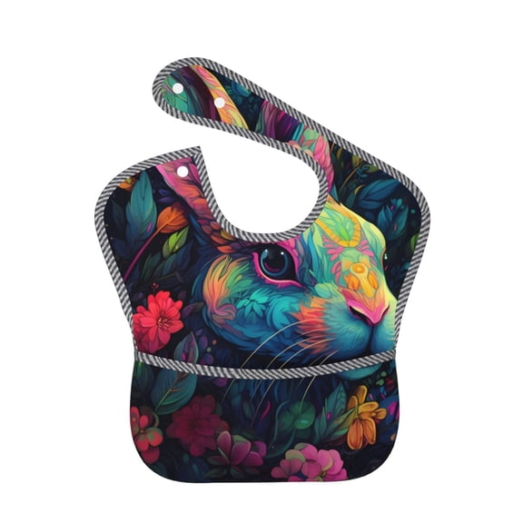 Kdxio Colorful Patterned Rabbit Bibs For Babies, Baby Bibs for Eating, Toddler Bibs, Waterproof Bibs, Feeding Bibs, for Toddlers, Boys, Girls