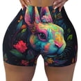 thumbnail image 1 of Kdxio Colorful Patterned Rabbit Print Workout Shorts for Women Seamless Soft Smooth Gym Yoga Scrunch Active Shorts, 1 of 5