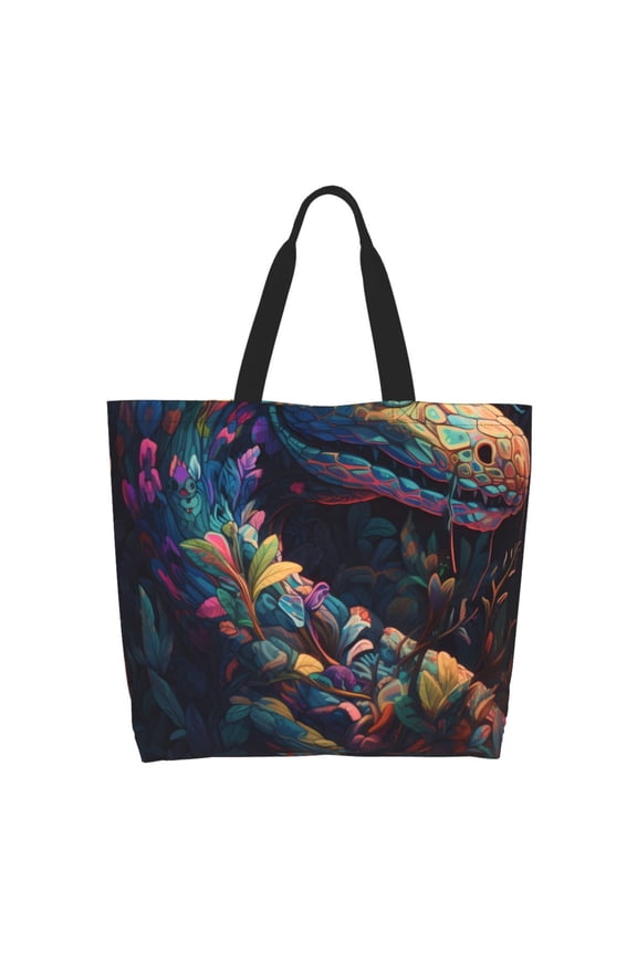 Colorful Patterned Snake Casual Tote Bags Women Big Capacity Shoulder Bag for Women Travel Shoulder Bags Handbags