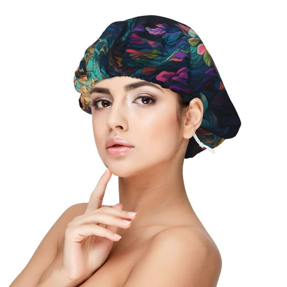 Kdxio Colorful Patterned Snake Pattern Satin Bonnet Silk Bonnet Hair Bonnet for Sleeping Hair Bonnets for Women Curly Natural Hair