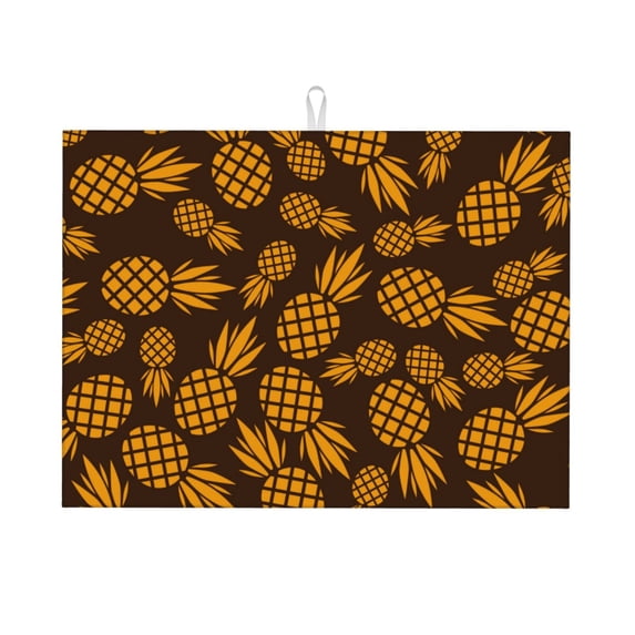 Kdxio Colorful Pineapple for Dish Drying Mat,24*18 inch Absorbent Dish Drainer Kitchen Counter,Large Size Dish Drying Pad for Countertops,Draining Racks
