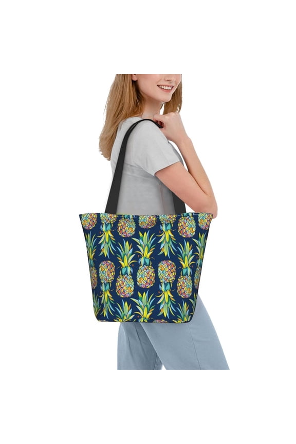 Colorful Pineapples Women Reusable Grocery Bags Foldable Ripstop,Reusable Shopping Bags for Shopping,Gym,Gift