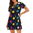 thumbnail image 1 of Kdxio Colorful Ping Pong Rackets Pattern Womens Short Sleeve Sleepshirt Scoopneck Cute Nightdress Ruffle Comfy Nightgown, 1 of 6