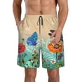 thumbnail image 1 of Kdxio Colorful Plants And Insects Pattern Mens Casual Shorts - Drawstring Summer Beach Sports Shorts for Men, 1 of 9