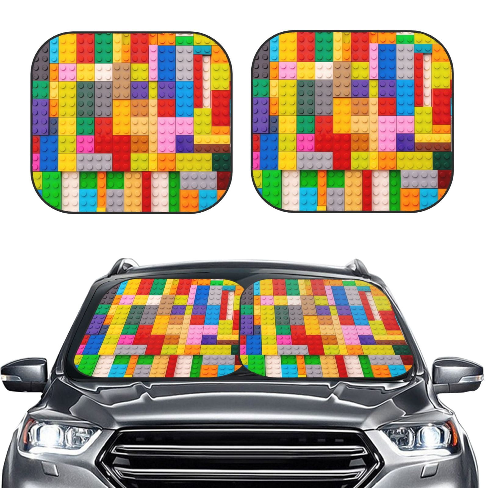 Kdxio Colorful Plastic Blocks Pattern Print 2-Piece Sun Shade Front ...