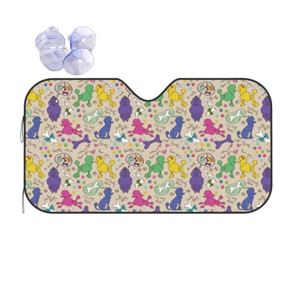 Kdxio Colorful Poodle Dog Print Front Windshield Sun Shade,Folding Auto Sunshade for Car Truck SUV-Medium