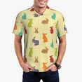 thumbnail image 1 of Kdxio Colorful Rabbit Print Men's Short Sleeve Polo Shirt,Midweight Men's Shirt, 1 of 6