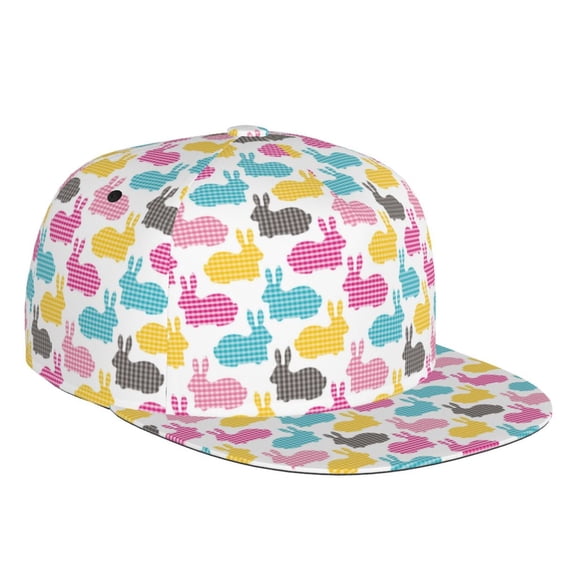 Kdxio Colorful Rabbit Print Snapback Hat for Men Women,Adjustable Baseball Cap