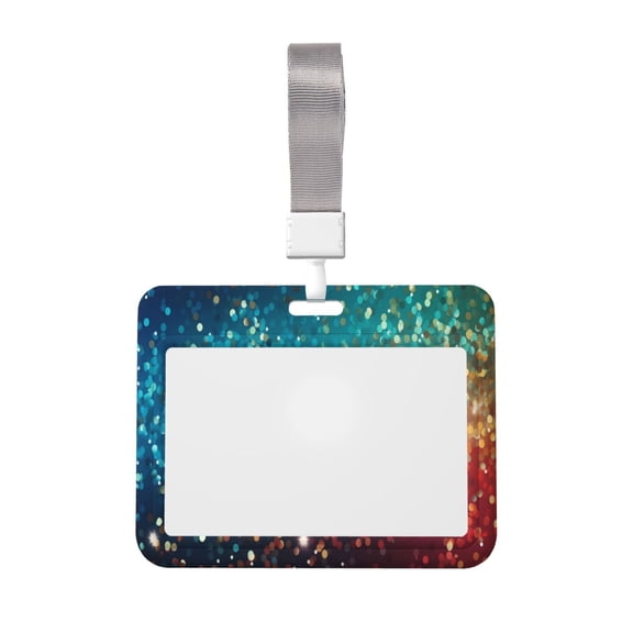 Kdxio Colorful Rainbow Glitter Card Badge Holder Work Badge Sleeve for Office, School, Factory, ID Credit Cards, Driver Licenses and Passes