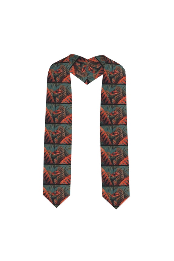 Colorful Reptile And Leaves Graduation Stole Class, Graduation Sash, Unisex Adult 36" Academic Commencements-Sharp Corner