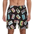 thumbnail image 1 of Kdxio Colorful Retro Tape Print Men's Swim Trunks with Compression Liner 7 Inch Inseam Quick Dry Swim Shorts, 1 of 7