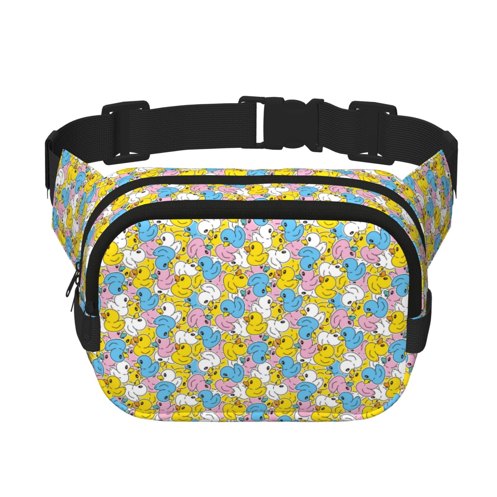 Kdxio Colorful Rubber Duck 1 Crossbody Double Layer Waist Bag Belt Bag for Unisex Fanny Pack Fashion Waist Packs for Hiking Running Shopping Traveling