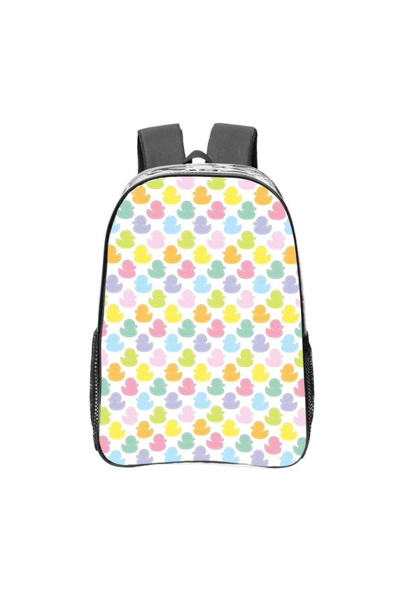 Colorful Rubber Duck Clear Backpack, Transparent Bookbag for School for Women Men, Capacity Clear Bag for College, Travel