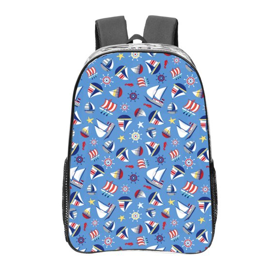 Kdxio Colorful Sailing Ship Clear Backpack, Transparent Bookbag for School for Women Men, Capacity Clear Bag for College, Travel