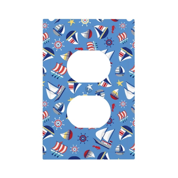Kdxio Colorful Sailing Ship Decorator Light Switch or Receptacle Outlet Wall Plate Decorator Wall Plate Child Safe Outlet Cover-Style S