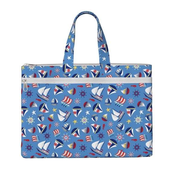 Kdxio Colorful Sailing Ship File Tote Document Bag Business Briefcase Bag Document Organizer Tote Briefcase for Letter A4 Files Business Teacher Office Bag