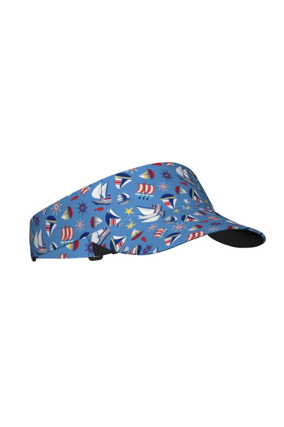 Colorful Sailing Ship Print Sun Visor Hat Golf Visor Adjustable Velcro Outdoor Sports Cap for Men Women