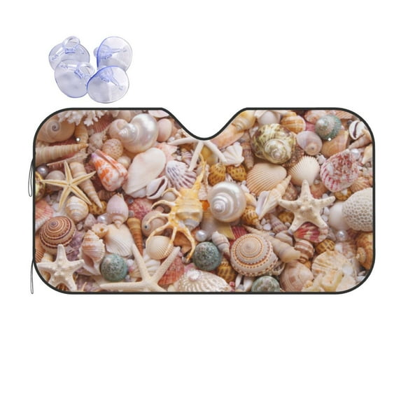 Kdxio Colorful Seashells Print Front Windshield Sun Shade,Folding Auto Sunshade for Car Truck SUV-Medium