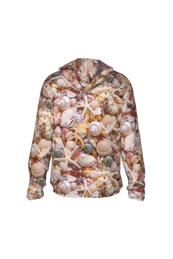 Colorful Seashells Print Women Men Sun Protection UPF 50+ Jackets Zip Up Long Sleeve Hoodie Hiking Lightweight with Pockets