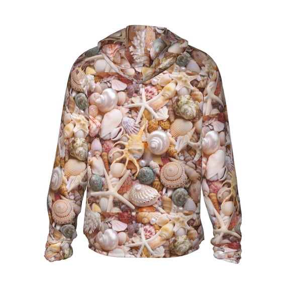 Kdxio Colorful Seashells Print Women Men Sun Protection UPF 50+ Jackets Zip Up Long Sleeve Hoodie Hiking Lightweight with Pockets