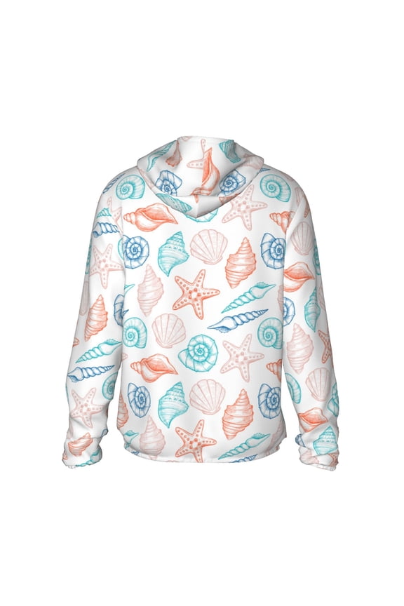 Colorful Seashells1 Print Women Men Sun Protection UPF 50+ Jackets Zip Up Long Sleeve Hoodie Hiking Lightweight with Pockets