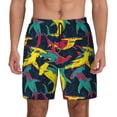 thumbnail image 1 of Kdxio Colorful Sharks Print Men's Swim Trunks with Compression Liner 7 Inch Inseam Quick Dry Swim Shorts, 1 of 5