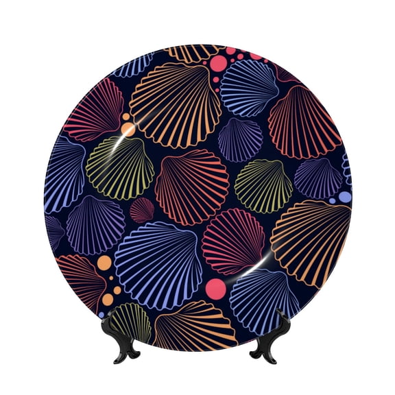 Kdxio Colorful Shells Bone China Decorative Plate Ceramic Decorative Plate for Home Office Wall Stand Decorative Plates for Home Bedroom-7in