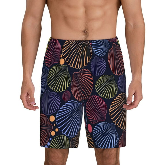 Kdxio Colorful Shells Print Mens Sleep Shorts Bottoms Soft Comfy Pajama Wear Pants with Drawstring Pockets