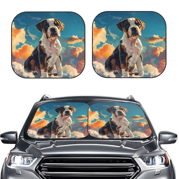 Kdxio Colorful Sky Puppy Print 2-Piece Sun Shade Front Windshield - Foldable Car Front Window Sunshades for Most Sedans SUV Truck