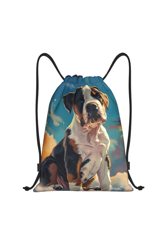Colorful Sky Puppy Print Drawstring Backpack Bag,Waterproof Draw String Back Sack, Gym Drawstring Bags Swim Bag For Unisex