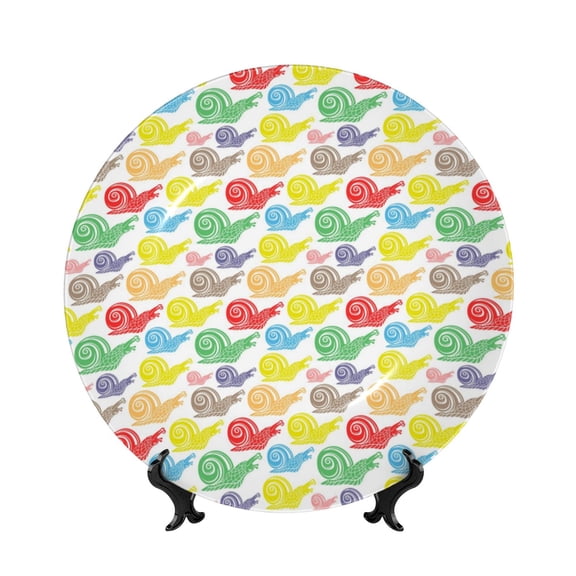 Kdxio Colorful Snails Bone China Decorative Plate Ceramic Decorative Plate for Home Office Wall Stand Decorative Plates for Home Bedroom-6in