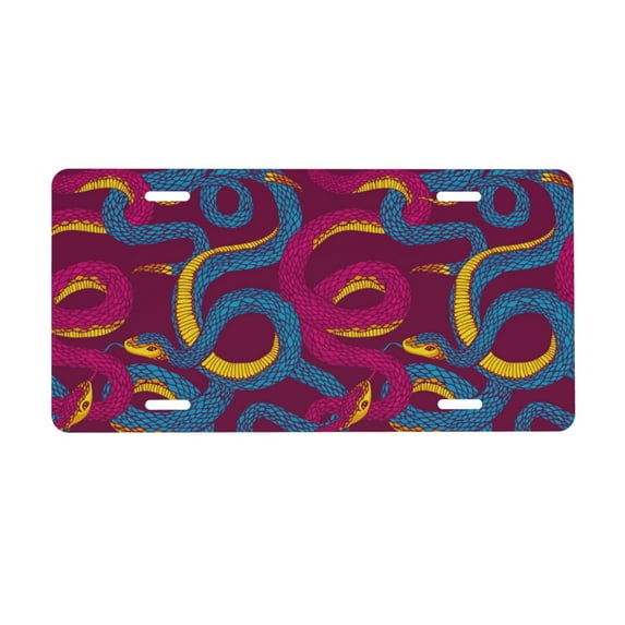 Kdxio Colorful Snake License Plate Car Front License Plate Car Decoration Car Accessories Front Tag Plate Standard Size