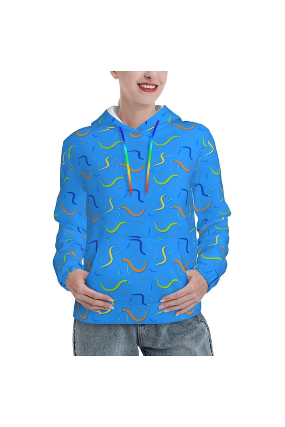 Colorful Snake Print Womens Oversized Hoodies Sweatshirts Hooded Pullover Tops Sweaters Casual-Medium