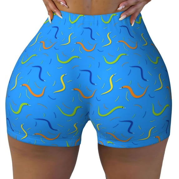 Kdxio Colorful Snake Print Workout Shorts for Women Seamless Soft Smooth Gym Yoga Scrunch Active Shorts