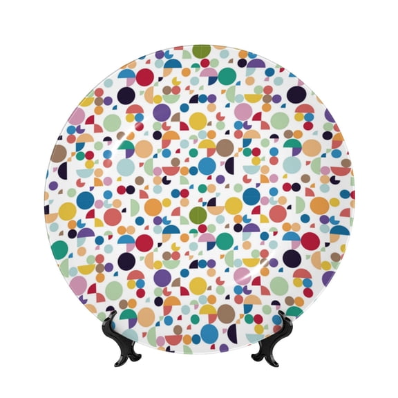 Kdxio Colorful Spots Bone China Decorative Plate Ceramic Decorative Plate for Home Office Wall Stand Decorative Plates for Home Bedroom-7in