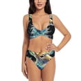 thumbnail image 1 of Kdxio Colorful Stained Glass Deer Print Women's 2 Piece High Waisted Wrap Spaghetti Strap Summer Swimsuit Bikini Set-Large, 1 of 5