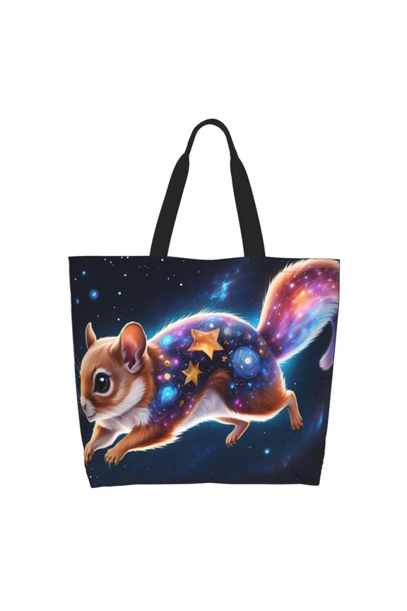Colorful Star River Squirrel Casual Tote Bags Women Big Capacity Shoulder Bag for Women Travel Shoulder Bags Handbags