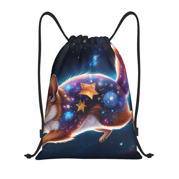 Kdxio Colorful Star River Squirrel Print Drawstring Backpack Bag,Waterproof Draw String Back Sack, Gym Drawstring Bags Swim Bag For Unisex