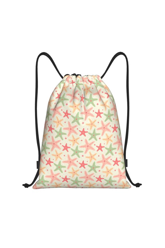Colorful Starfish Print Drawstring Backpack Bag,Waterproof Draw String Back Sack, Gym Drawstring Bags Swim Bag For Unisex