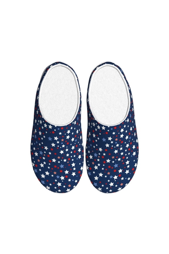 Colorful Stars Women's Men's Slippers Plush Slip-On House Slipper for Winter Indoor Soft Cushion Non-slip Fluffy Slides Slippers-39/40