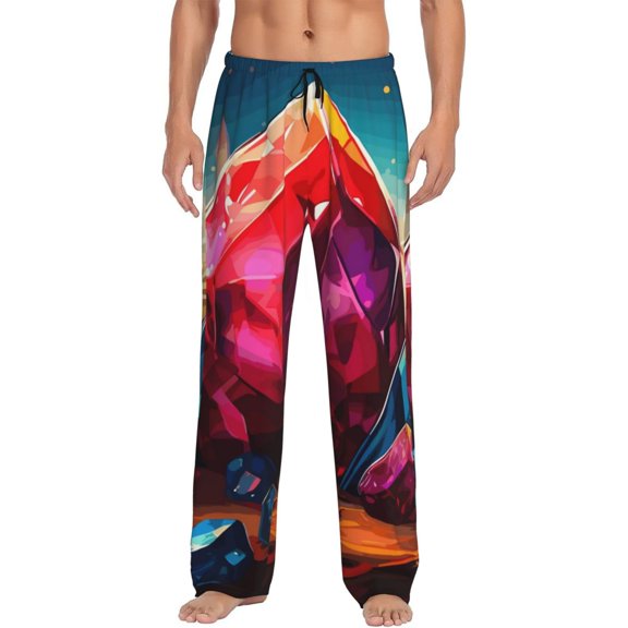 Kdxio Colorful Stone World Print Men's Sleep Pajama Pant Lounge Pants with Pockets-XX-Large