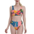 thumbnail image 1 of Kdxio Colorful Summer Fruit Table for Womens High Waisted Bikini Top Sports Style Two Piece Bathing Suits, 1 of 5