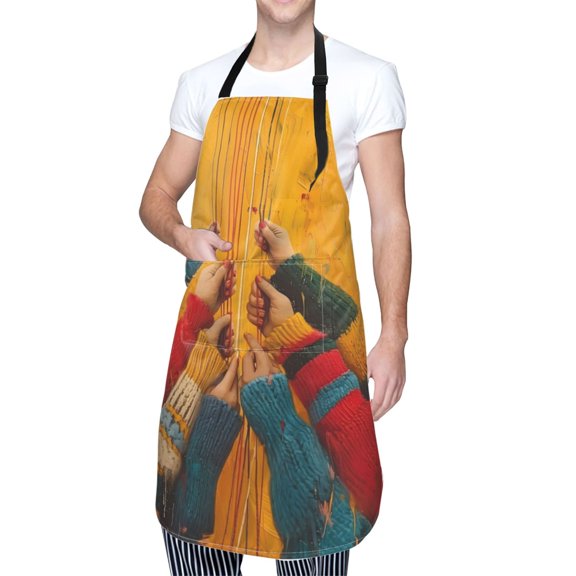 Kdxio Colorful Sweaters And Strings Apron with Pockets Adjustable Kitchen Aprons for Men Women Waterproof Aprons for Cooking,Drawing,Crafting, Baking Household Cleaning