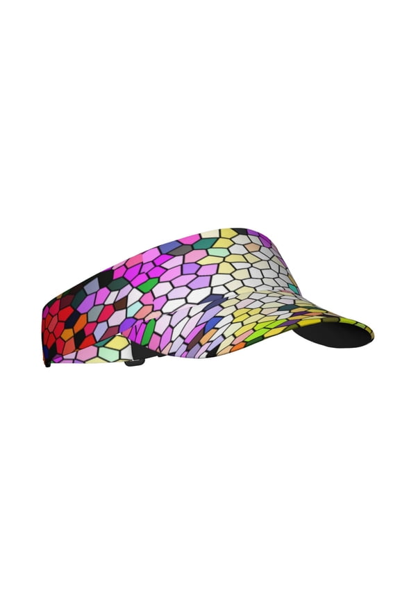 Colorful Tie Dye Stained Glass 3 Print Sun Visor Hat Golf Visor Adjustable Velcro Outdoor Sports Cap For Men Women