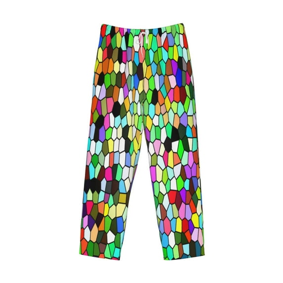 Kdxio Colorful Tie Dye Stained Glass Print Men's Sleep Pajama Pant Lounge Pants with Pockets