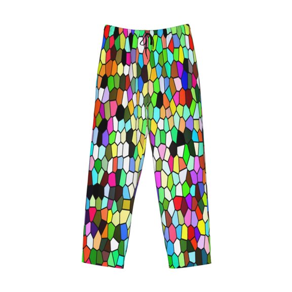Kdxio Colorful Tie Dye Stained Glass Print Men's Sleep Pajama Pant Lounge Pants with Pockets