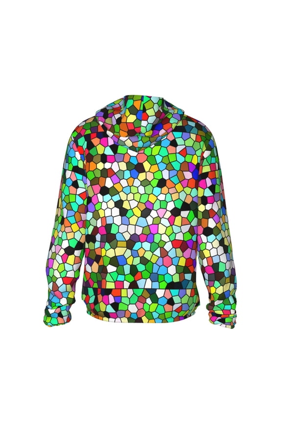 Colorful Tie Dye Stained Glass Print Women Men Sun Protection UPF 50+ Jackets Zip Up Long Sleeve Hoodie Hiking Lightweight with Pockets