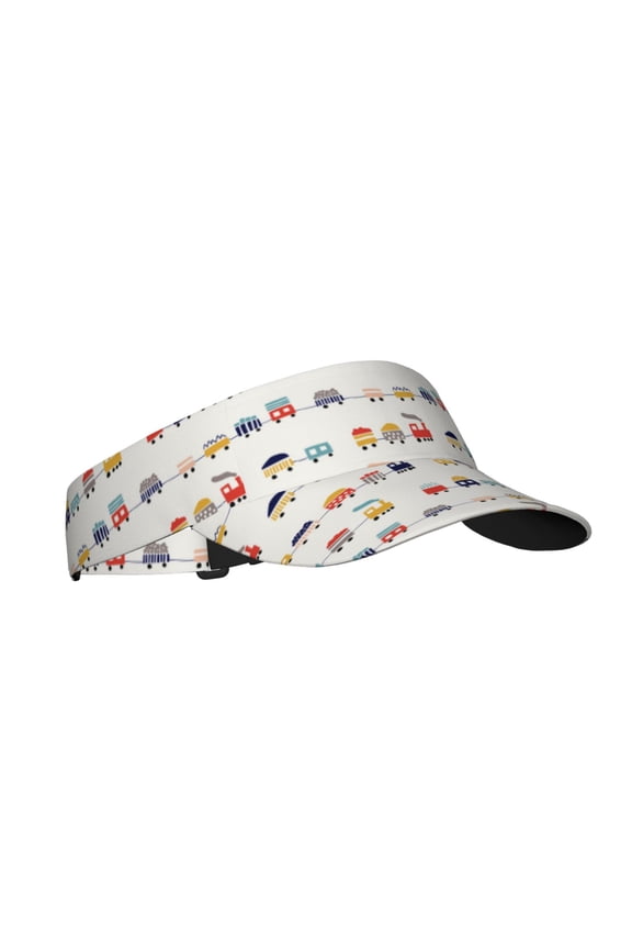 Colorful Trains Print Sun Visor Hat Golf Visor Adjustable Velcro Outdoor Sports Cap for Men Women