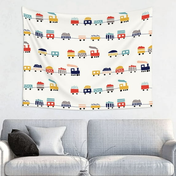 Kdxio Colorful Trains Wall Hanging Tapestries Banner For Bedroom College Dorm Home Living Room Party Decor 29X37 In